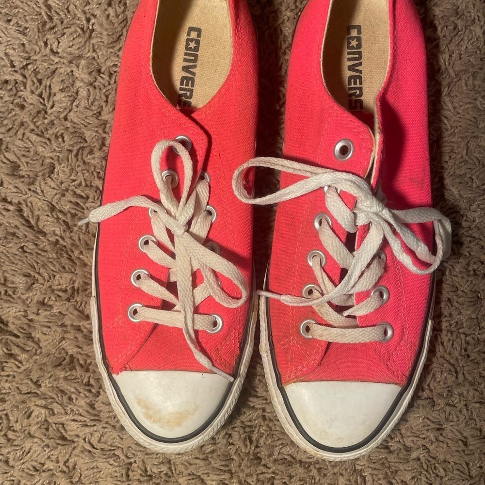 Converse Red and White Canvas Sneakers
